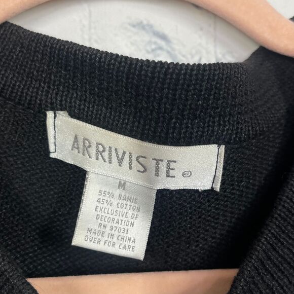 VTG Cardigan Women XL Embroidered Christmas Ornament Beaded Black Retro Sweater - Picture 6 of 12